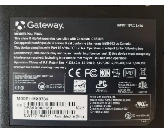  Ноутбук Gateway MX8734 17" HD+ 2GB RAM 80GB HDD, фото 9 