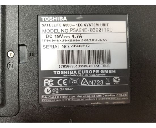  Ноутбук Toshiba Satellite A300-1EG 15" AMD 4GB RAM 400GB HDD, фото 6 