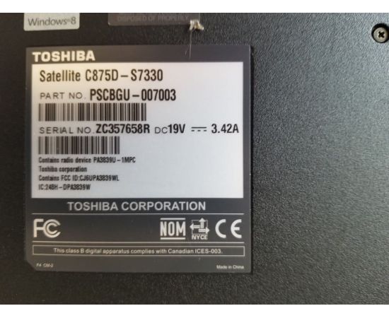  Ноутбук Toshiba Satellite С875D-S7330 17" HD+ 4GB RAM 320GB HDD, фото 9 