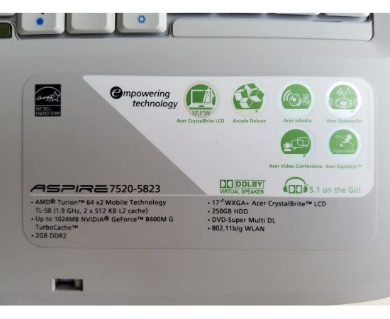  Ноутбук Acer Aspire 7520 17" 4GB RAM 320GB HDD, фото 9 