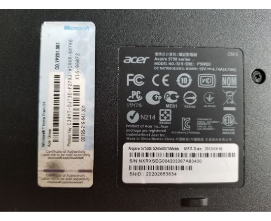  Ноутбук Acer Aspire 5750G-52454G75Mnkk 15" i5 NVIDIA 8GB RAM 500GB HDD, фото 8 